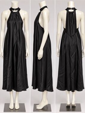 SIENA Women’s Size 10 Black Halter Keyhole Open Back Cocktail Dress NWT $138
